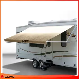 Ze1187228117832101g Cciyu Rv Awning Fabric 19.1ft Length Camper Yellow Replacement Shade 8ft 96 Inch