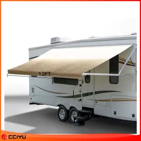 Ze1233034917831301g Cciyu Yellow Fade 11.1ft-21.1ft Rv Awning Fabric Replacement Heavy Duty Weatherproof