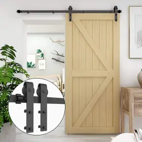 A00sfs Ccjh 6ft Sliding Barn Door Hardware Kit Heavy Duty For Single Wood 6 Feet Black A00sfs Ccjh 6ft Sliding Barn Door Hardware Kit Heavy Duty For Single Wood 6 Feet Black