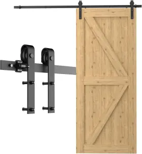 L1t00scj-10-l Ccjh Barn Door Hardware Kit 4ft Sliding Track Heavy Duty For 4ft/1.2m Black
