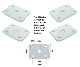 U-b-plt-2.5-3 Chassis-works 4 Trailer U-bolt Plates 5200 6000 7000 Lb 1-3/4-2 Inch Wide Leafs 2-1/2-3 Axles