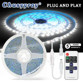 2025new-cy-us25-0315-white Chusyyray 16ft 5m Bright Cool White 300leds Flexible Smd 2835 Led Strip Light Lamp 12v