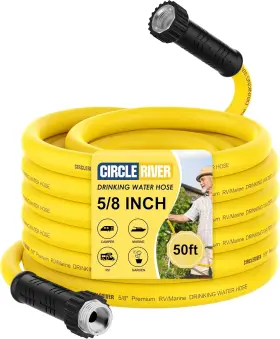 Cr-wh50 Circleriver Rv Drinking Water Hose 50ft With Storage Bag 5/8 Inch Premium Fresh Yellow