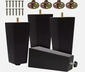 Codin 731525281048 5 Sizes 3 Inch -4 -5 -6 -8 Set Of 4 Wood Furniture Legs - 6 Black