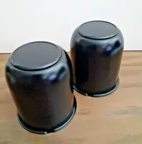 2-90175b Ctw 2 Black Metal Trailer Wheel Center Hub Cap Covers / 3.18 Bore Plastic End B5