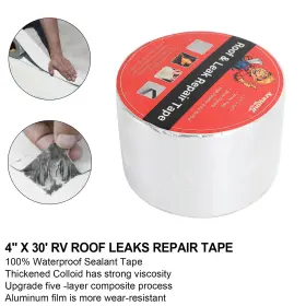 N002-a020 Darupsun 4 Inch X 30ft Rv Sealant Tape Uv Waterproof Roof Leaks Repair Seal Sticky Silver #2 N002-a020 Darupsun 4 Inch X 30ft Rv Sealant Tape Uv Waterproof Roof Leaks Repair Seal Sticky Silver #2