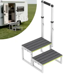 Sfjtd-w-1.1 Depsunny Portable Rv Steps With Handrail 26 -38 Dual Side Setup White