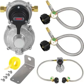 Dzthw004 Detoypapa Rv Propane Regulator 2 Tank Hoses 2-stage Auto Changeover Lp Gas Dzthw004 Detoypapa Rv Propane Regulator 2 Tank Hoses 2-stage Auto Changeover Lp Gas