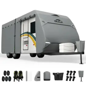 Dks2001-2022 Dikasun Travel Trailer Rv Cover 16-18 Ft Upgraded 7 Layers Top Waterproof Camper
