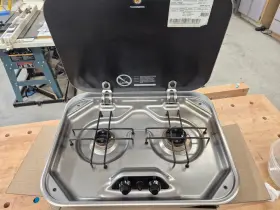 Pi8022 Dometic 2-burner Rv Van Marine Propane Cooktop Stove With Glass Lid Pi8022 Dometic 2-burner Rv Van Marine Propane Cooktop Stove With Glass Lid