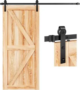 0101 Easelife 711176257760 6.6 Ft Sliding Barn Door Hardware Track Kit Basic J 6.6ft Black