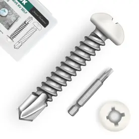 Cs-ptsz-kc-zw-w-8x1-200p-ep Eastpuk 200 Pcs #8x1 White Coated Selftapping Screws For Rv Trailer Repair With Bit