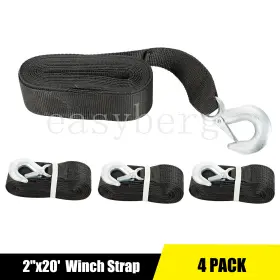 Easyberg 414307098679 4pc 2 Inch X20ft Heavy Duty Winch Strap With Hook For Large Boat Trailer 10000 Lbs Max Easyberg 414307098679 4pc 2 Inch X20ft Heavy Duty Winch Strap With Hook For Large Boat Trailer 10000 Lbs Max