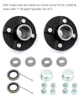 Gl4854b Fkg 2 4 Lug Inch Trailer Hub 1 Bearings 2000lbs Kit With Dust Cap Seal