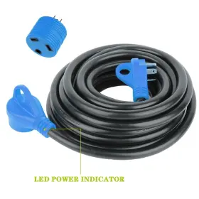 Fl10901at372s Flatroad 30ft 30amp Heavy Duty Rv Extension Cord Copper Wires Trailer Motorhome 125v