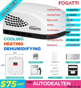 Faa150wf Fogatti Rv Air Conditioner Rooftop Ac Unit 15k Btu Cooling Heating For Camper