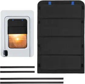 Rvsd-n05 Funomo Rv Door Window Shade New Model Foldable 25 X 16 Inches Black-blue Label Rvsd-n05 Funomo Rv Door Window Shade New Model Foldable 25 X 16 Inches Black-blue Label