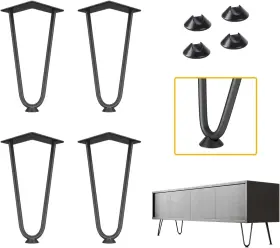 Hplet2r3884pcswt Genius Iron Hairpin Furniture Legs 8 Inch 3/8 Solid Metal Black Hplet2r3884pcswt Genius Iron Hairpin Furniture Legs 8 Inch 3/8 Solid Metal Black