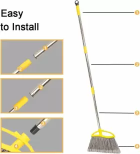 Xy-clsb004 Gloffer 3 Pack Outdoor Broom For Floor Cleaning Heavy Duty With Yellow Grey #3
