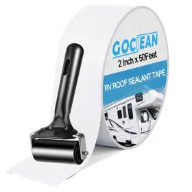 Gn012a Gociean Rv Roof Tape White With Rubber Roller Upgraded 2 Inch X 50 Feet Seal