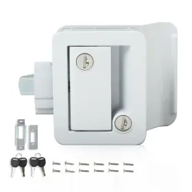 Goneparts Goneparts1228-457 Rv Entry Door Lock Handle Knob With Deadbolt Camper Travel Trailer Latch Key White