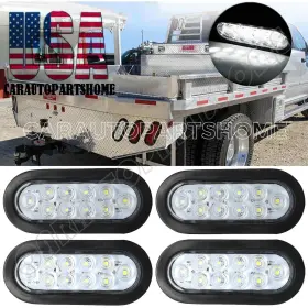 Gd4236 Goodqualitycarparts 4pc White 6 Inch Oval Trailer Lights 10 Led Stop Turn Tail Truck Sealed Grommet Plug Gd4236 Goodqualitycarparts 4pc White 6 Inch Oval Trailer Lights 10 Led Stop Turn Tail Truck Sealed Grommet Plug
