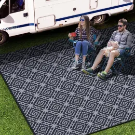 Gotgeliforbg912 Gotgelif Outdoor Camping Rug Waterproof 9&apos X12&apos Black And Grey Rhombus Gotgeliforbg912 Gotgelif Outdoor Camping Rug Waterproof 9&apos X12&apos Black And Grey Rhombus