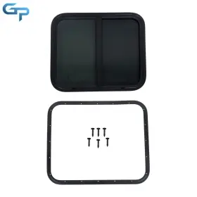 Gre195615 Greatparts Horizontal Privacy Sliding Window With Trim Ring Black 24 Inch X 20 Universal Rv