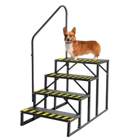 Happystore 197988055341 Rv Steps With Handrail 4 Step Anti-slip Stair For Camper Mobile Home