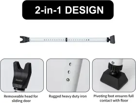Honesaloc 768585787760 2-in-1 Door Security Bar And Sliding Patio Stopper White #3