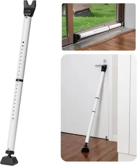 Honesaloc 768585787760 2-in-1 Door Security Bar And Sliding Patio Stopper White