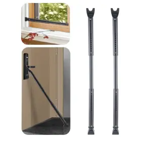 Honesecur 768494558406 2 Pack 2-in-1 Door Security Bar And Sliding Patio Stopper Black