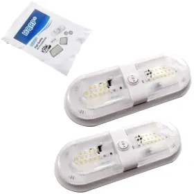88777471212195 Hqrp 2-pack Rv Led Ceiling Double Dome 12v-24v 560 Lumen Interior Indoor Ligh