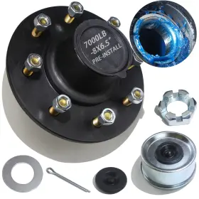 Qb-qc0058-1 Ibroprat Trailer Hub Kit 8 Bolt 6.5 Inch Pre-lubricated For 7000lb With Dust Cap And Plug Qb-qc0058-1 Ibroprat Trailer Hub Kit 8 Bolt 6.5 Inch Pre-lubricated For 7000lb With Dust Cap And Plug