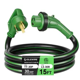 Isle-tt30p-tt30r-ext-25f Islewire 30 Amp Rv Power Cord 15 Feet 10 Gauge With Led Indicator Twist Connector