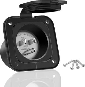 Us4-fc14813 Jamgoer 15 Amp Flanged Inlet 125v Shore Power Plug Nema 5-15 Ac Port Us4-fc14813 Jamgoer 15 Amp Flanged Inlet 125v Shore Power Plug Nema 5-15 Ac Port