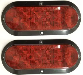 J-66-fr-lotof2 Jammy Pair Of 6 Inch Oval Red Flange Surface Mount Stop Turn Tail 10 Led Trailer Light J-66-fr-lotof2 Jammy Pair Of 6 Inch Oval Red Flange Surface Mount Stop Turn Tail 10 Led Trailer Light