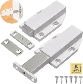 Jiayi 778365458384 Magnetic Push Latch Heavy Duty To Open Cabinet 2 Pack White