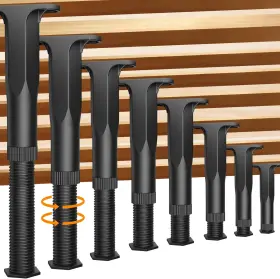Jon-absl-13 Jonkehai 8pcs Adjustable Bed Support Legs 5.1 Inch -8.3 Black