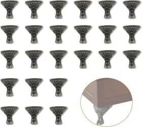B230892 Joyangy 24pcs Antique Brass Box Legs Feet Corner Protectors For Wood Type2 Brown