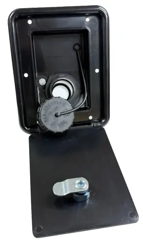 Jr Products A6113 Rv Trailer Water Hatch Plastic Gravity Fill Dish Lockable Door - Black