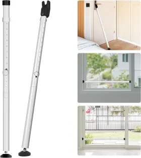 Jsungo 760532793572 2-in-1 Sliding Door Security Bar Upgrade Stoppers White