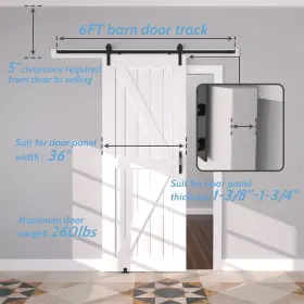 Jzvxx 785034829680 6ft Barn Door Hardware Kit Track Sliding 6 Feet Black #3