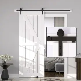 Jzvxx 785034829680 6ft Barn Door Hardware Kit Track Sliding 6 Feet Black