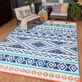 Scddi1 Kalafun Outdoor Rugs Patio Camping 5&apos X 8&apos Rectangular Blue Red Scddi1 Kalafun Outdoor Rugs Patio Camping 5&apos X 8&apos Rectangular Blue Red