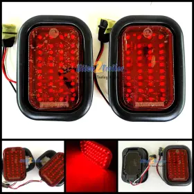 L15-0087r Kaper Ii Pair 5 Inch X 3 Rectangular Red 40 Led Stop Turn Brake Taillights With Groms And Plugs