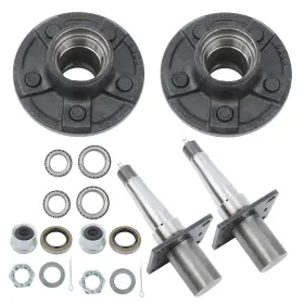 Kte6921588 Kinte Tech W/ Bearing Kit And Brake Flange 5 On 4.5 Inch Trailer Hub 8.25ft 1.75ft Round