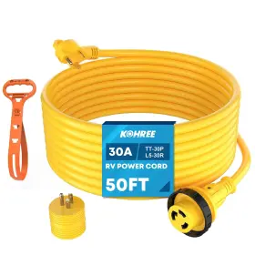 Hy1643-hm Kohree 30 Amp Rv Power Extension Cord 50 Ft With Grid Handle Heavy Duty 30m/