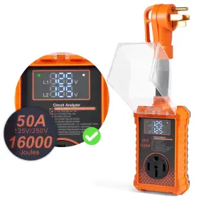 Rv30a-13000j Krevz 16000 J Rv Surge Protector 50 Amp Upgraded Dual-monitor Display Power