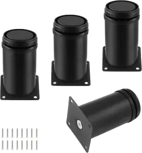 Kyu220926009 Kyuionty Set Of 4 Stainless Steel Furniture Legs 3 Inch Adjustable Black